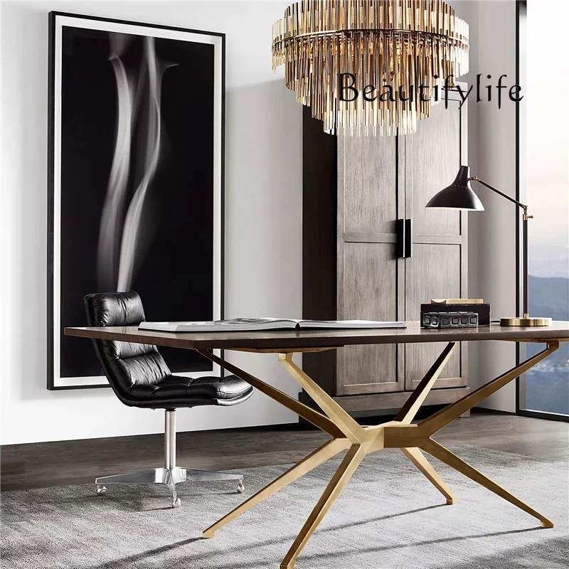 

American light luxury creative solid wood desk simple office study villa model room custom furniture