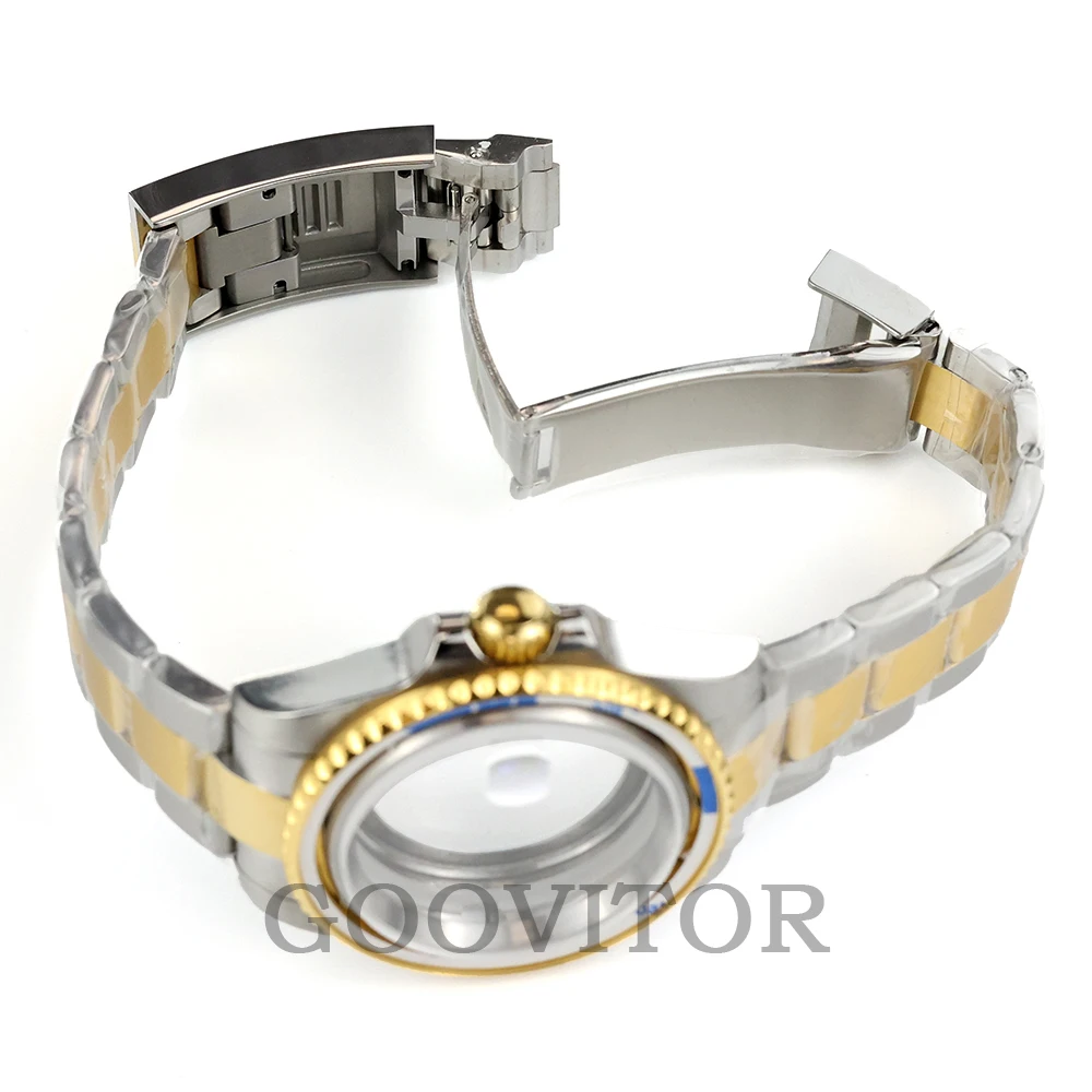 40mm NH35 Case jubilee/oyster bracelet gold silver sapphire For sub gmt nh34 nh35 nh36 movement 28.5mm Dial diver watch case