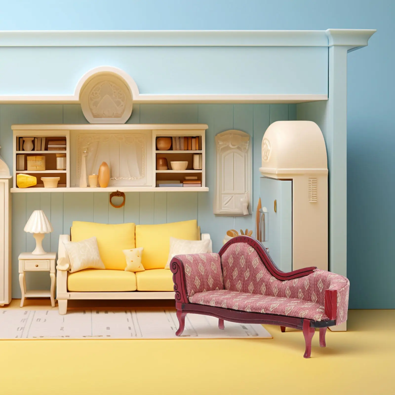 

Миниатюрный диван для кукольного домика, викторианские миниатюры, аксессуары, винтаж