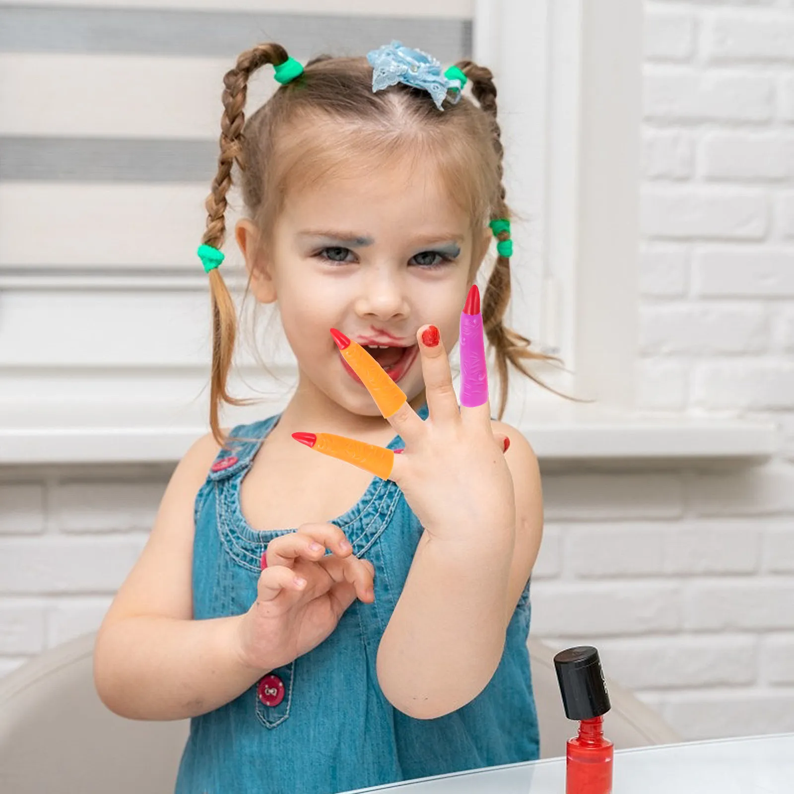 

20Pcs Halloween Nail Finger Covers Fake Nails Creepy Prank Decor Spooky Cosplay Party Supply Props Nail Cover Finger Covers