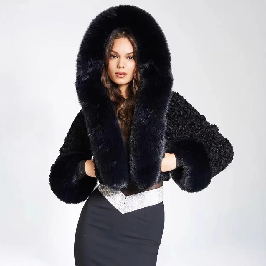 Women Faux Fur Short Coats Jackets Hooded Coat Thick Warm Y2k Streetwear Jacket Work Slim Fit Outerwear Autumn Winter 2025