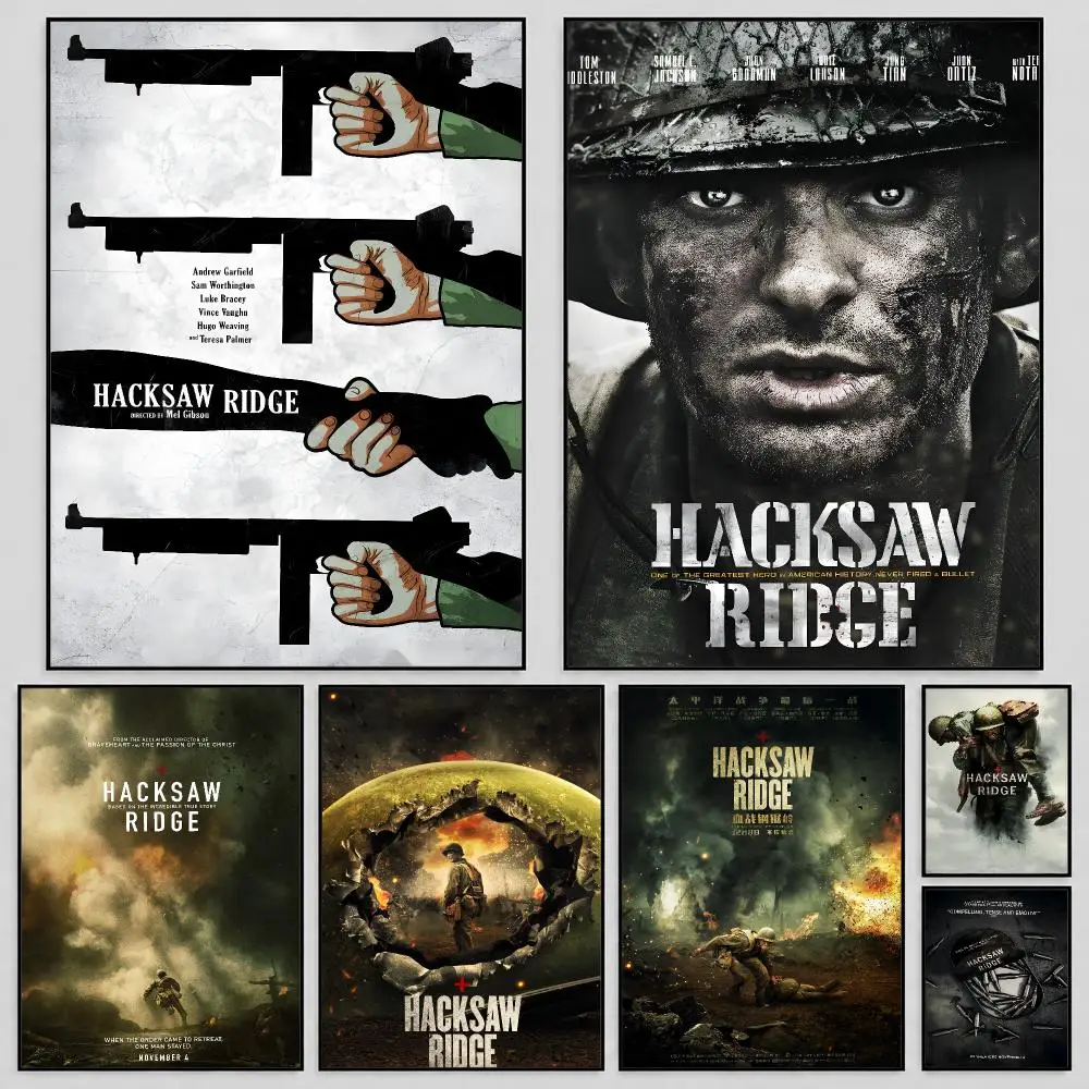Movie Hacksaw Ridge War Drama Poster Self Adhesive PP Wall Art HD Gaming Room Bedroom Living Room Decor Apartment Gift