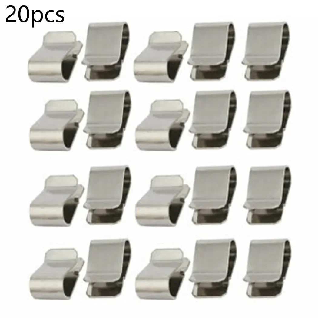 20pcs Stainless Steel Cable Clip Silver Tone Solar Photovoltaic Parts Accessories Cable Clip Wires Clamp NEW