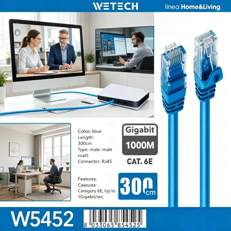Câble Ethernet CAT6e 1,5/3/5M 1000Mbps RJ45 Gigabit, cordon de raccordement réseau LAN pour PC de jeu et routeur