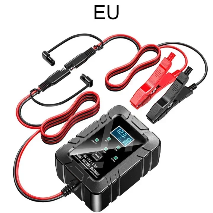 

Intelligent Charging 12V 6V Charger Roadside Assistance 1.5A Current Charging Status Indicators Compact And Lightweight