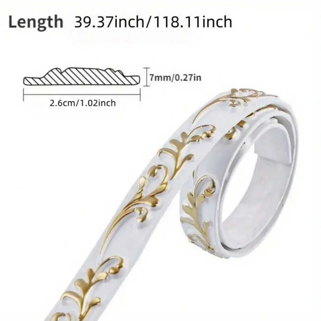 1PC 3/1m Molding Trim Wall Trim, Self-Adhesive Flexible DIY Peel and Stick Crown Molding Ceiling Molding Suitable for Mirror Edg