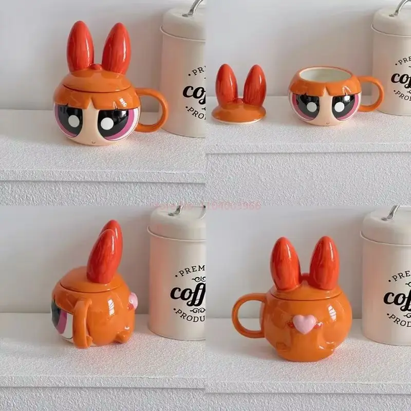 300ml dos desenhos animados caneca de cerâmica kawaii flor buttercup cerâmica estátua ornamentos desktop crianças adulto pão café caneca leite