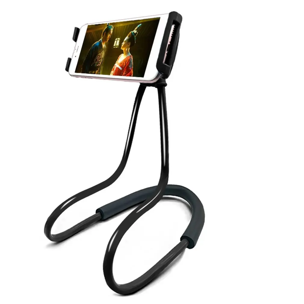 360 Degree Flexible Hands Free Phone Cell Phone Holder Mount Universal Neck Hanging Bracket Lazy Cellphone Mount Accessories