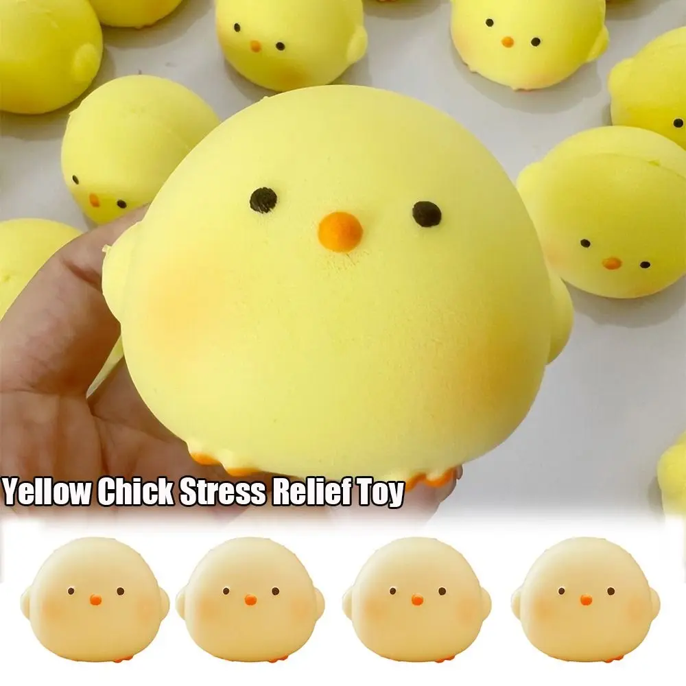 Funny Squeeze Toy Cartoon Yellow Chick Stress Relief Toy Soft Sticky Relief Relax Toys Slow-rise Squeeze Toy