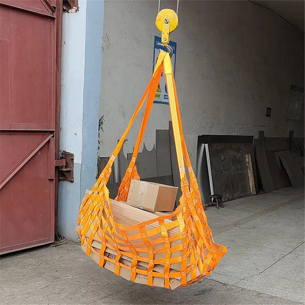 

Utility Design Cargo Lifting Net,Flat Polyester Sling Hoisting Net Square Mesh Tear Resistance Safety Net Straps,Hanging Netting