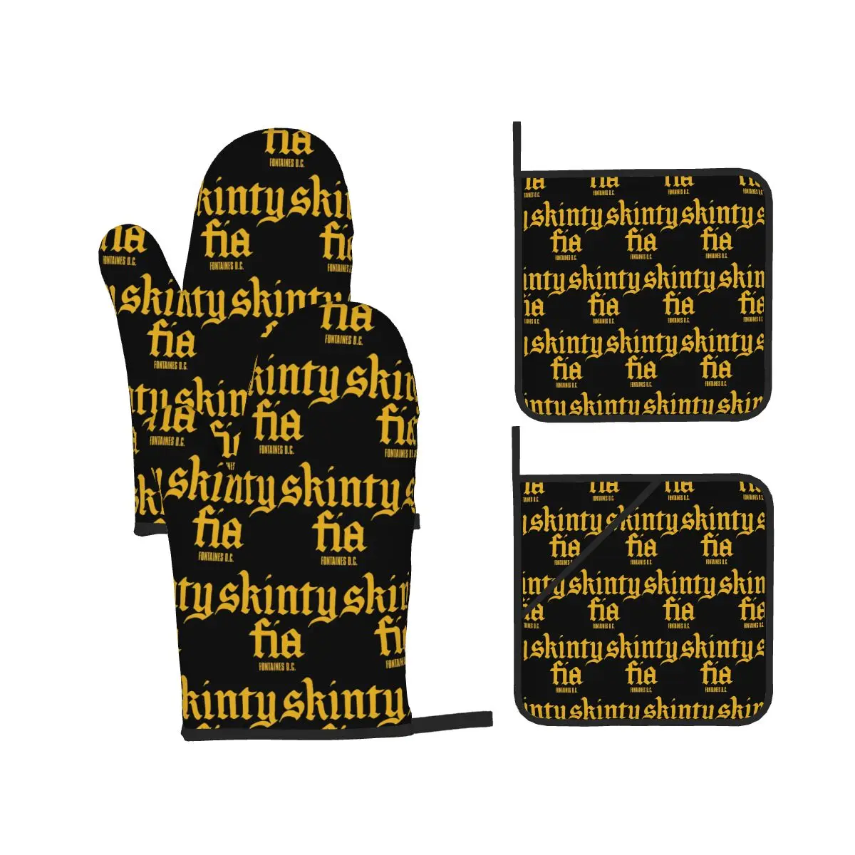 Fontaines DC Merch Skinty Fia Oven Mitts and Pot Holder Sets of 4 for Baking Kitchen Cooking Grilling Resistant Non-Slip Gloves