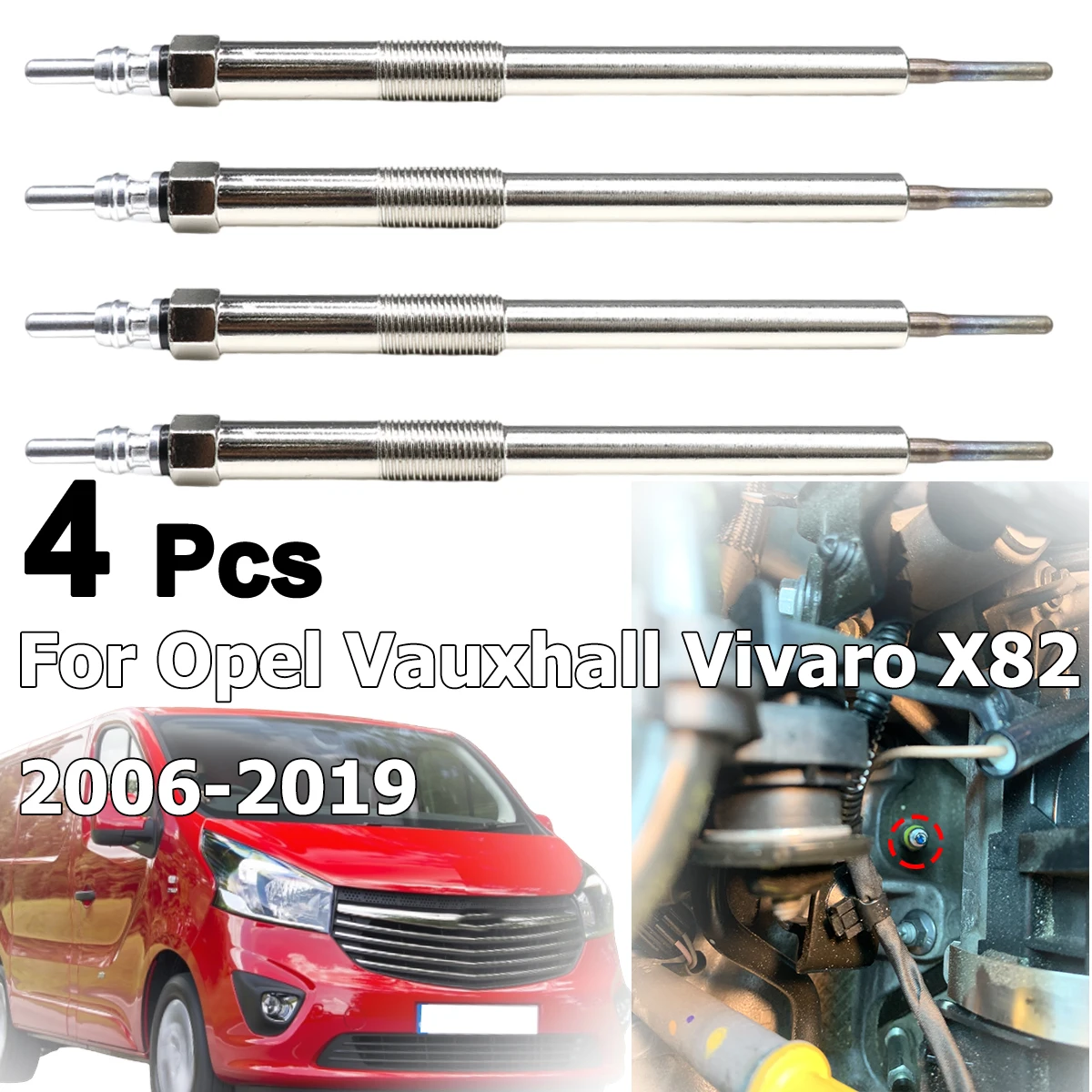 

4PCS Diesel Heater Nickel Plating Glow Plugs 4.5V 4406338 95514173 For Opel Vauxhall Vivaro X82 2006 2007 2008-2019 1.6 2.0 CDTi