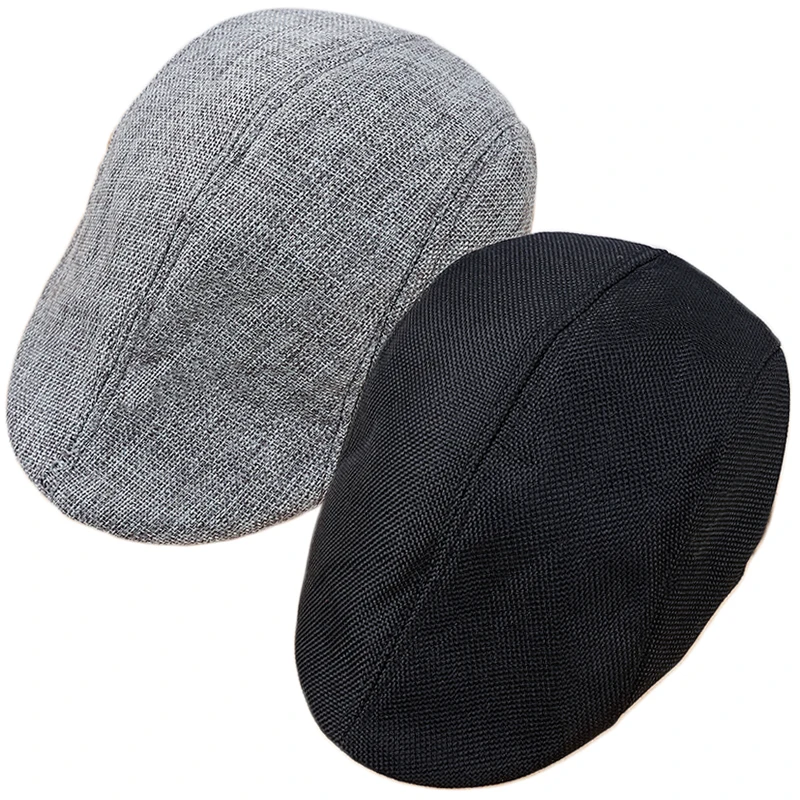 Men Summer Breathable Berets Soft Cotton and linen Hat Windproof Street  Beret Hat Retro England Hats Peaked Painter Caps