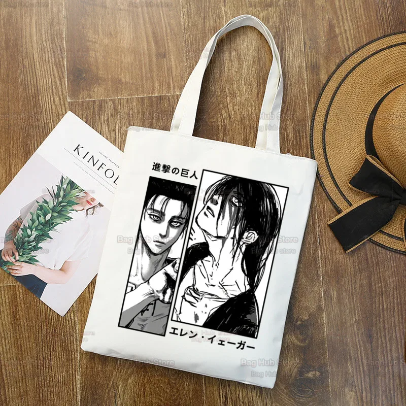 Temporada final ataque em titã sacola de compras shopper eco lona shingeki no kyojin japão anime shopper bolsas de tela saco de compras