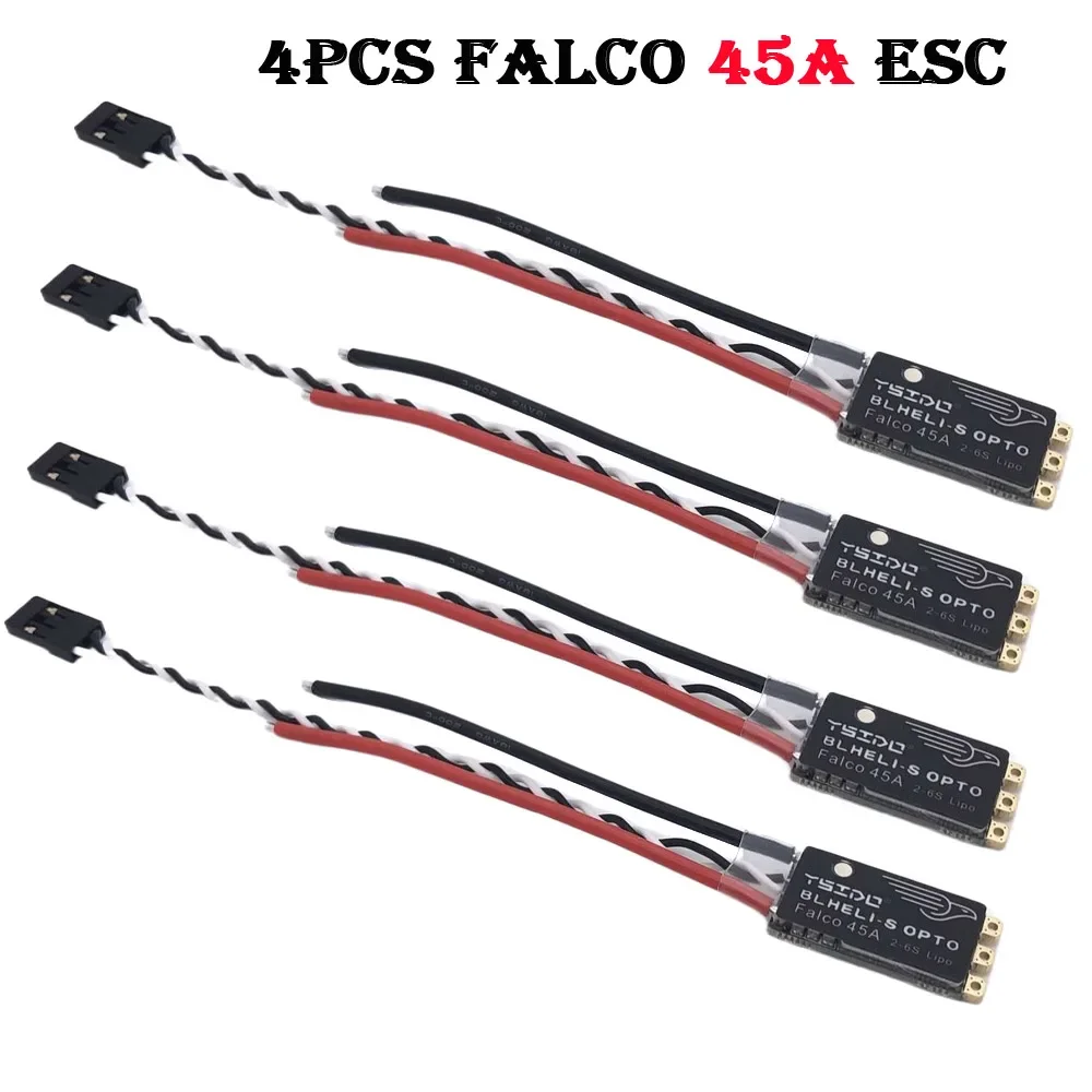 Falco 35A 45A BLHeli_S ESC 2-6S Lipo Brushless Electronic Controller with LED Light Support for DSHOT125/300/600 for Drone