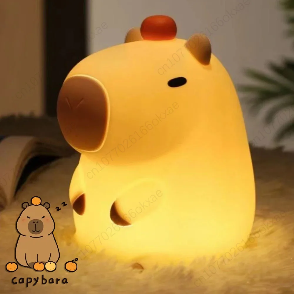 Kapybara Dolphin Night Light Cute Children\'s Gift Rechargeable Bedroom Night Light Bedroom Lighting Ornament Silicone Pat Light