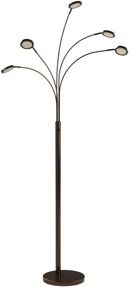 5-Arm Adjustable Arc Floor Lamp with Rotating LED Lights for Living Room and Bedroom - Bronze view 4