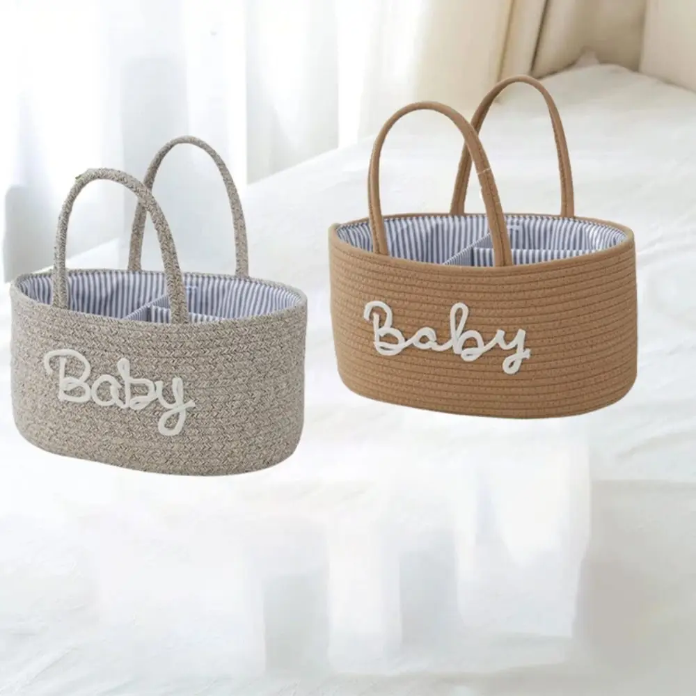 Diaper Organizer Basket Multifunctional Mommy Bag Cotton Rope Portable Baby Diaper Box Compartment Large Diaper Storage Bag Baby