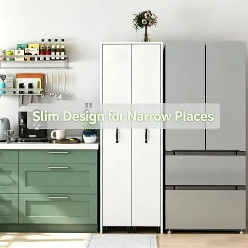 Slim 4-Shelf Mobile Pantry Cab - Food Storage No Pantry 评论和价格