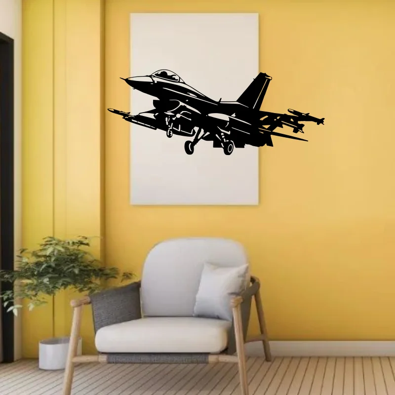

American US F-16 Fighter Wall Sticker Strategic Weapons Teen Military Fan Kids Room Decor Vinyl Wall Decal Mural Unique #200