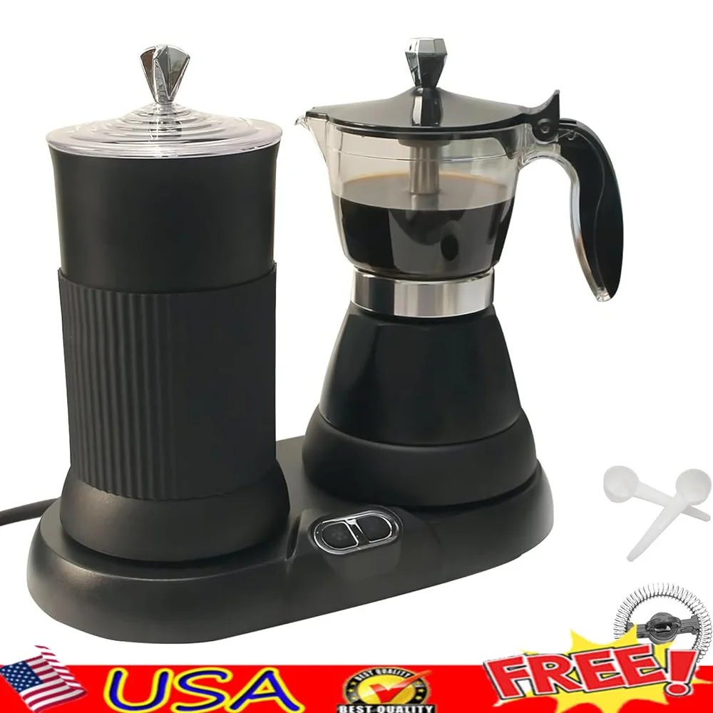 

Espresso Maker Milk Frother Electric Moka Pot 2-in-1 One-Touch Operation Intelligent Temperature Control Quiet Design