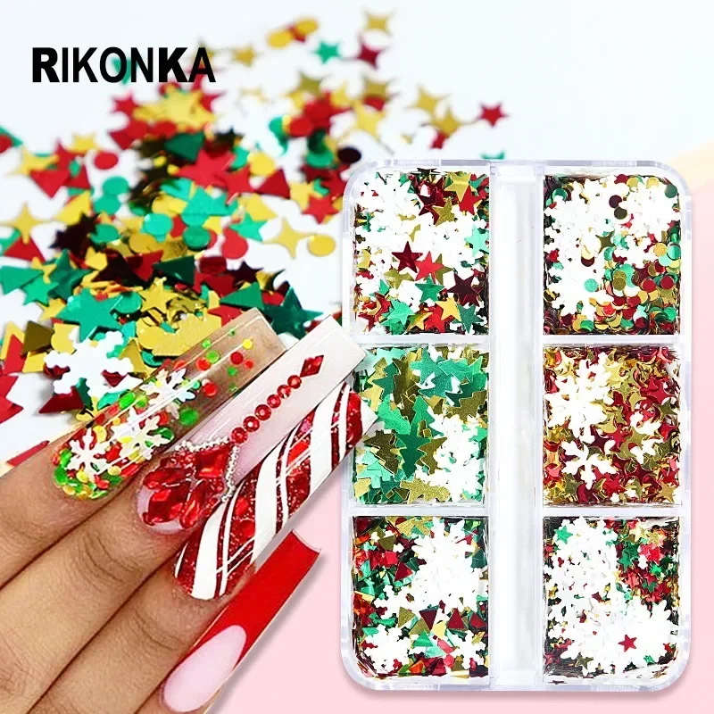 Holográfica Floco De Neve Lantejoulas Nail Art, Glitter Flocos, Encantos Acessórios Para Unhas, Natal Manicure Design Suprimentos para Festas