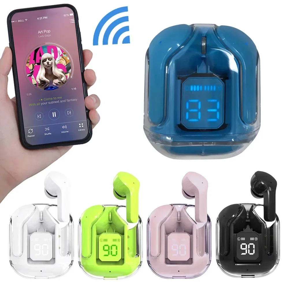 INRAM Wireless Bluetooth Earphone Transparent HIFI Stereo Sound 300mAh TWS Headphones LED Display In-Ear Earbuds XT16