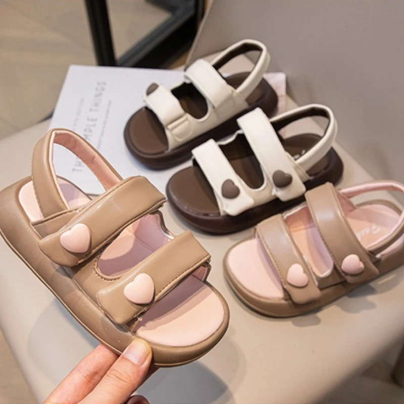 

Летние сандалии, новые толстые пляжные туфли для девочек, милая мягкая повседневная детская обувь, легкие элегантные детские сандалии на плоской подошве Туфли Для Девочки