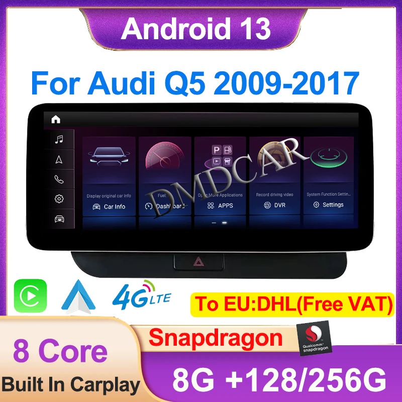 

Factory Price 256G Qualcomm Android13 GPS Navigation For Audi Q5 2009-2017 Multimedia Video Player Apple Carplay Stereo DSP 4G