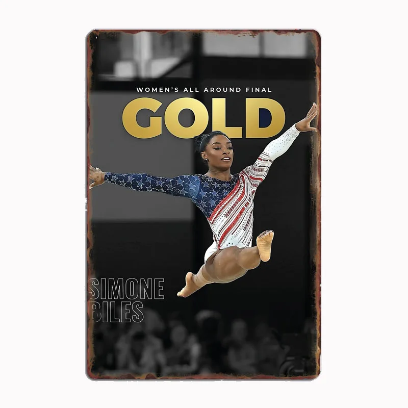 

Simone Biles Metal Poster Sign Club Custom Indoor Wall Tin Sign Room Decor Home Decor