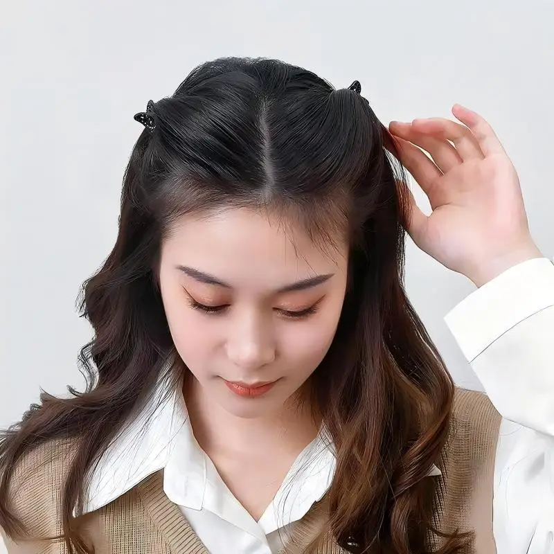 Black Rhinestone Wave Clip Women's High-end Hair Accessory Bang Small Hair Clip Side Internet Famous Headband Small Gripper Clip view 3