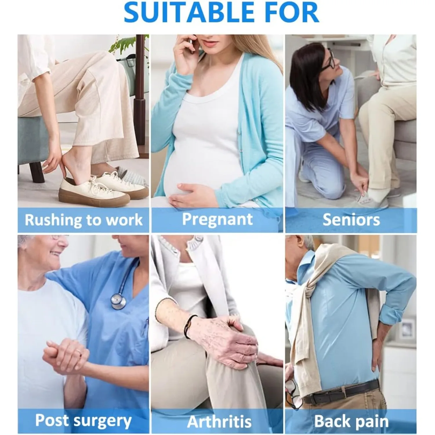 2-Piece Post-Surgery Care Set, Elderly Assistance Set, Includes Sock Aid and Shoehorn