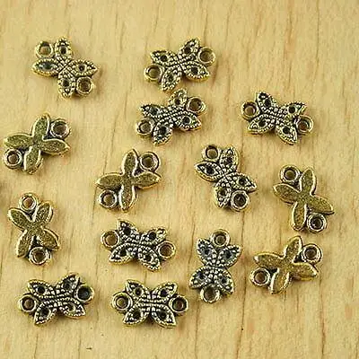 50pcs 11x6mm hole1mm dark gold-tone butterfly design connector charms h2224