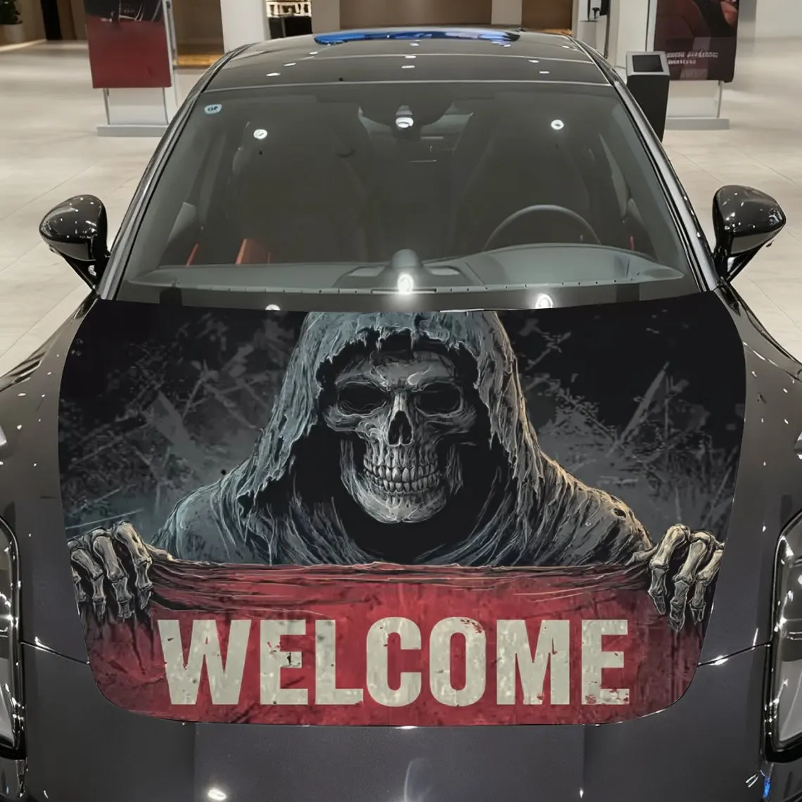 Welcome Skeleton Car Hood Stickers, Wrapped In Colorful Vinyl Stickers, Suitable For All Cars, Decorative Hood Patterns And Car
