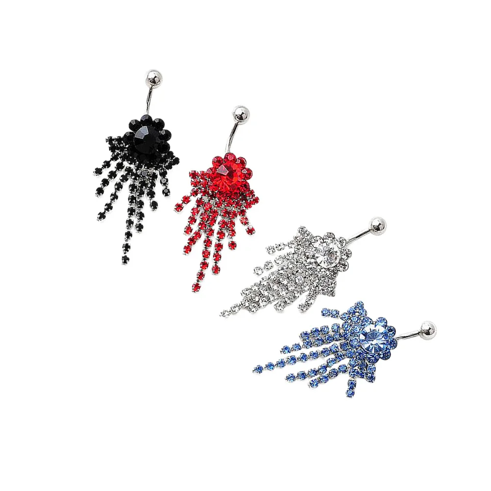 

4Pcs Belly Button Rings Dangle Tassel Pendant Steel Body Piercing Jewelry Elegant Belly Decoration Stylish Piercing Jewelry Gift
