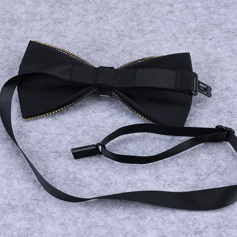 Pajarita con diamantes de imitación para hombre, cuello de cristal brillante, lazo de lujo para boda, banquete, fiesta, nudo de mariposa ostentoso,
