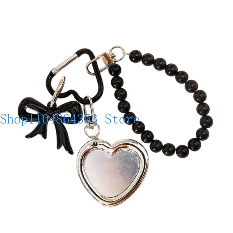 652F Trendiger Herzspiegel, Taschenanhänger, Schlüsselanhänger, Schmuck, Geschenk für Sie, tragbarer Make-up-Spiegel mit – Detail 5