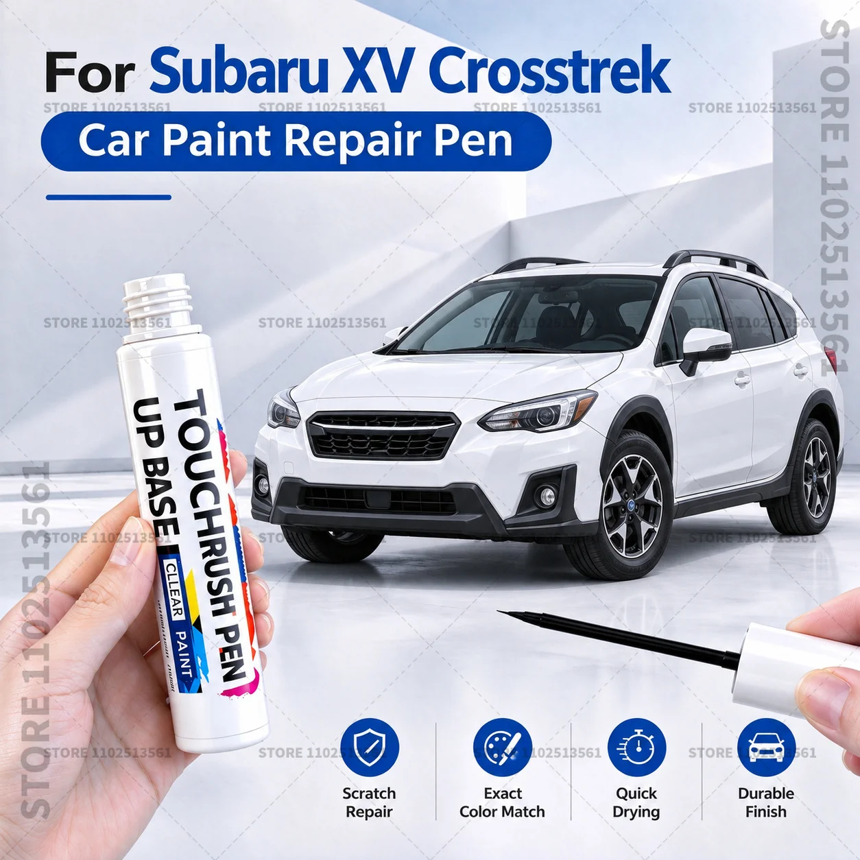 For Subaru XV Crosstrek White Car Scratch Remover Paint Pen Touch Up Marker for Auto Body Repair Door Bumper Fender Accessories