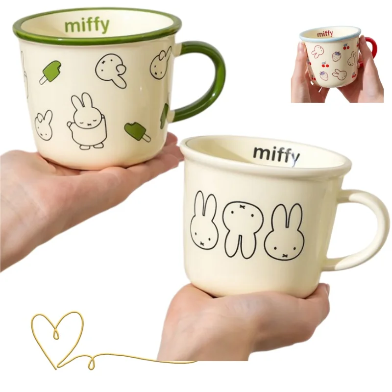 Mug en céramique Miffy mignon, tasse à petit-déjeuner et verre à eau pour la maison, cadeau esthétique haut de gamme