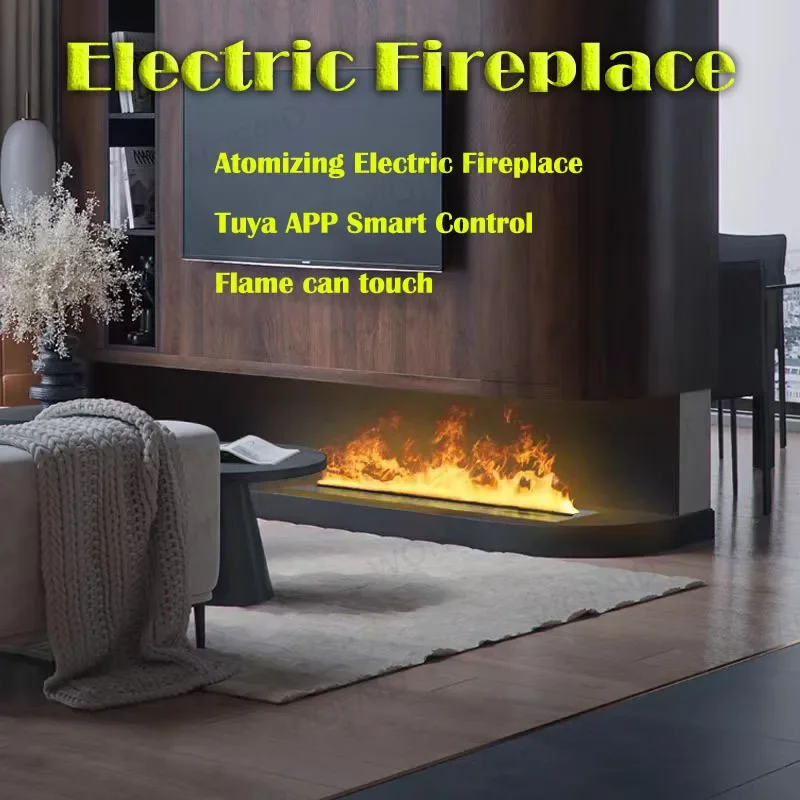 

3D Atomizing Fireplace EU UK Plug Embedded Living Room Smart APP Control Fireplace Multi-color Fake Flame Electronic Fireplace