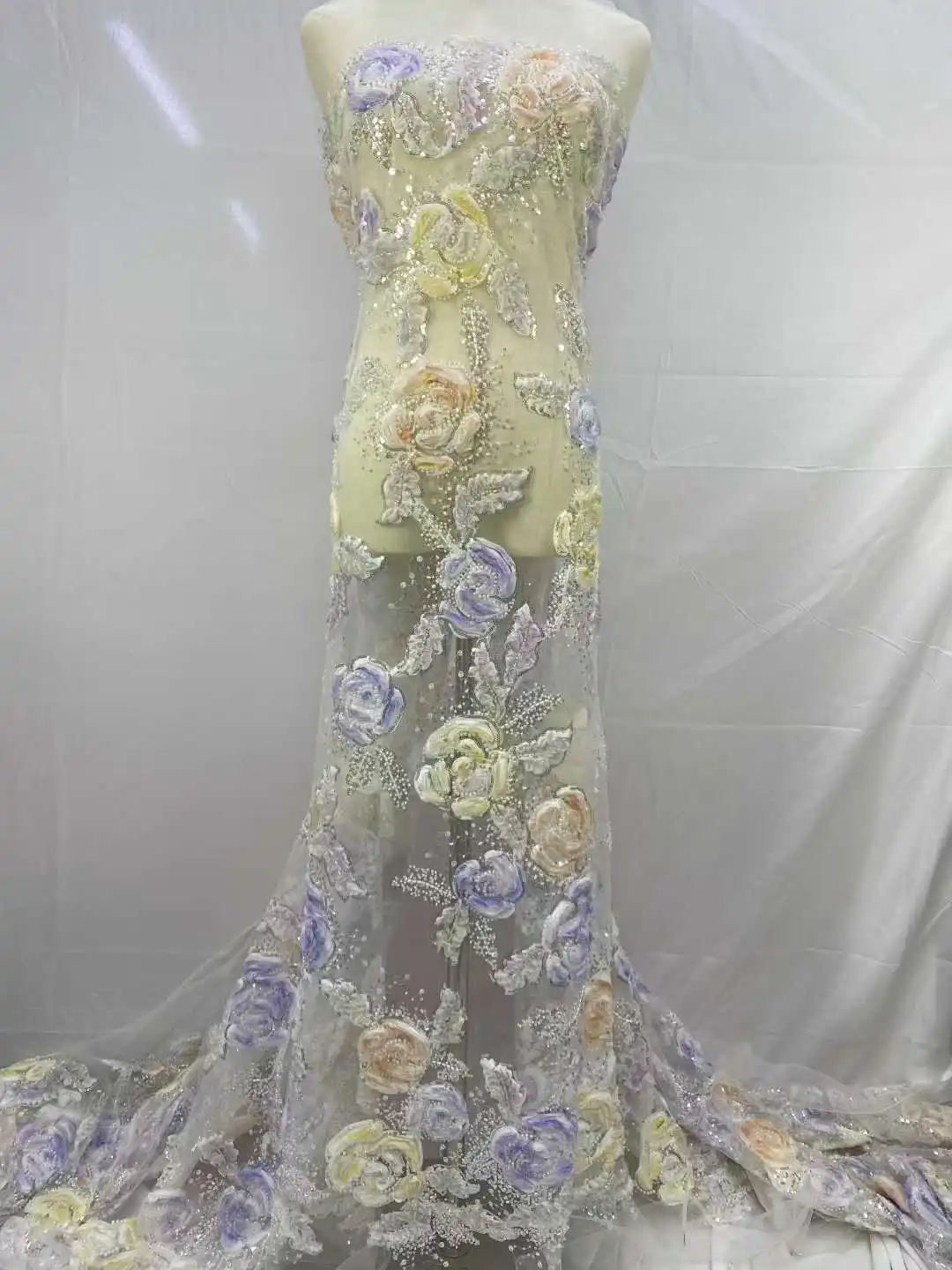 نسيج الدانتيل الأفريقي 2025 الترتر مطرز التطريز العريس النيجيري الزفاف عالية الجودة الفرنسية تول أقمشة الدانتيل لحفل الزفاف