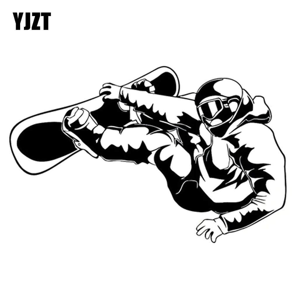 17.1CM*11CM Interesting Extreme exercise Snowboarding Black/Silver Silhouette Decal Vinyl Car Sticker S9-1082