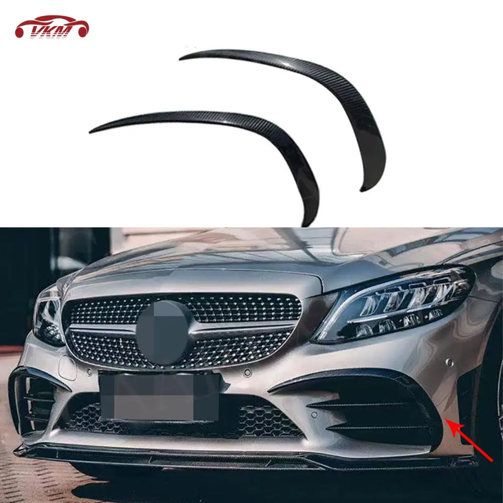 

Carbon Fiber Front Fog Lamp Strip Trim Cover Sticker For Benz C Class W205 C205 Sport 2019-2022 ABS Air Intake Grille Slats Trim