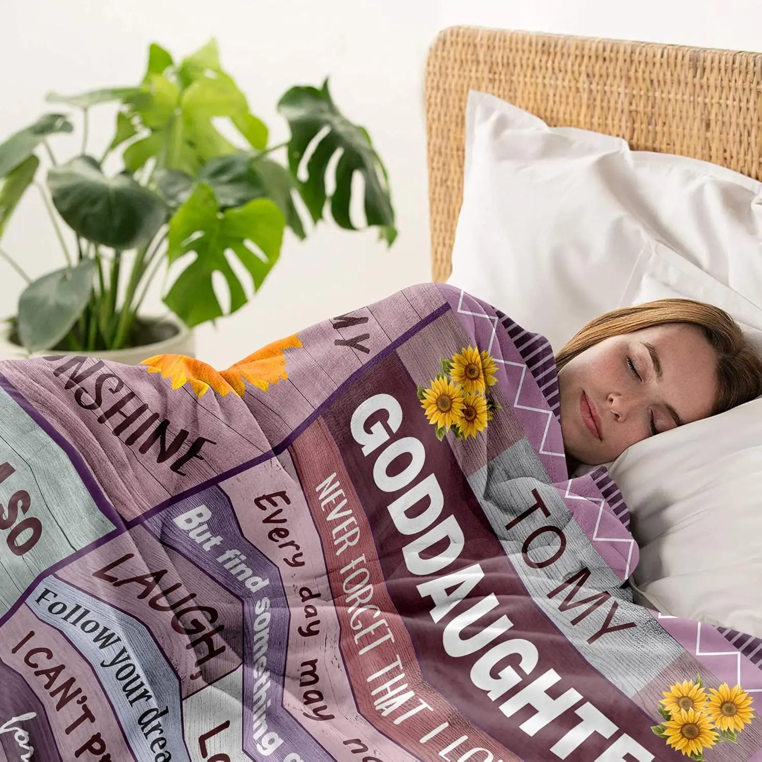 هدايا Goddaughter من العرابة العراب العرابة لهدايا المعمودية Godson للفتيات والأولاد بطانية هدايا أولى مقاس 60 بوصة × 50 بوصة