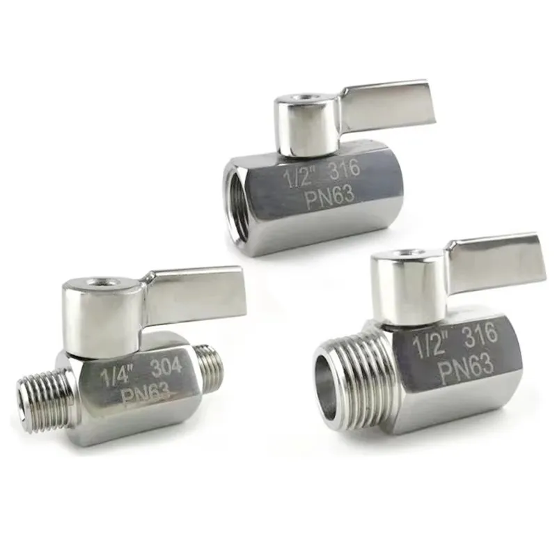 

304/316 Stainless steel Mini Ball valve 1/8 1/4 3/8 1/2 3/4 / 1 BSP NPT Female male thread for water oil acid 2 way ball valve