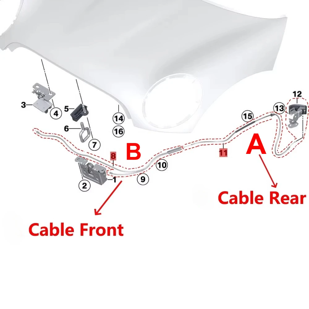 Engine Hood Release Bowden Bonnet Cable For Mini Cooper Hatchback S R56 Coupe R58 Roadster R59 Clubman R55 Convertible R57