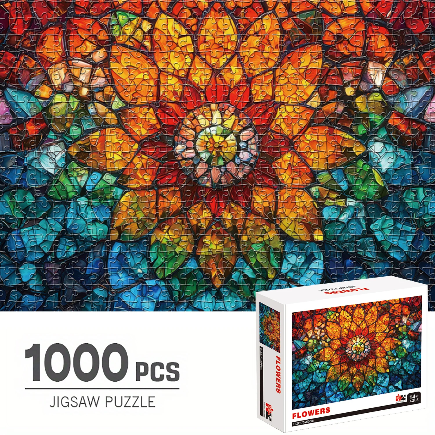 

1000 Pieces Jigsaw Puzzles, Flowers, Adults Large Puzzle Toys Gift Intellectual Decompressing Fun Family Game