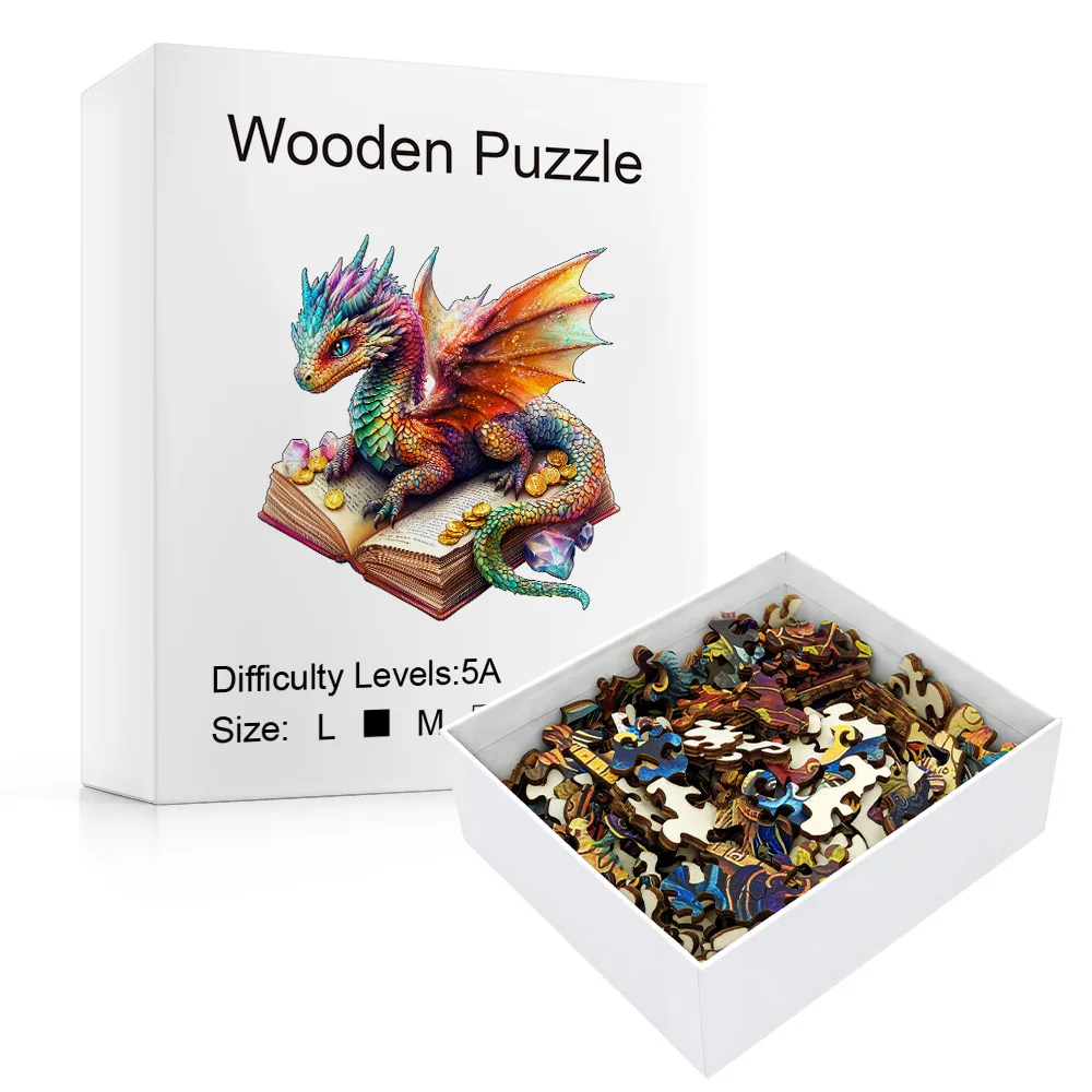 3D Dragon Wooden Puzzle - Brain Teaser with Irregular Animal Shapes, Stress Relief Adult Puzzle Game, Unique Birthday/Valentine'