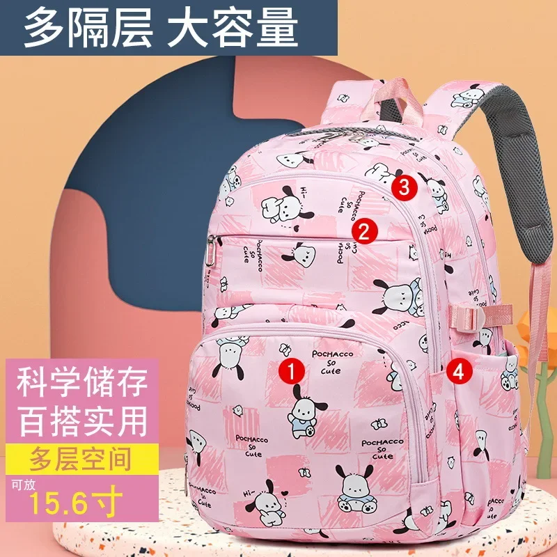 Sanrio Pacha Dog New Cartoon Printing Lightweight Student School Bag Large Capacity Fresh and Cute Children's Backpack Female