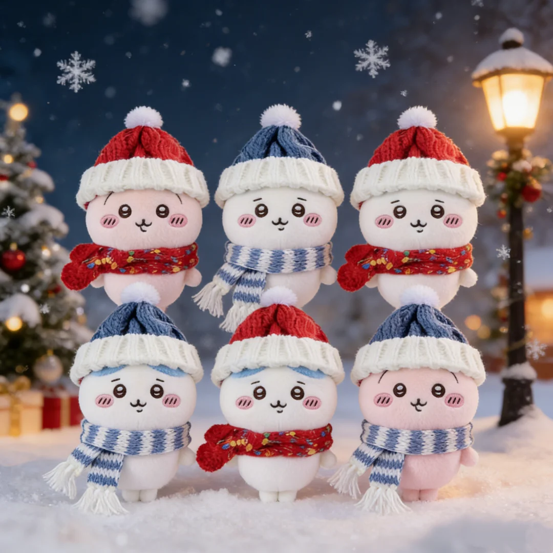 

Miniso Chiikawa Plush Keychain Hachiware Usagi with Removable Knitted Scarf Hat Bag Pendant Creative Cute Small Gift for Girls